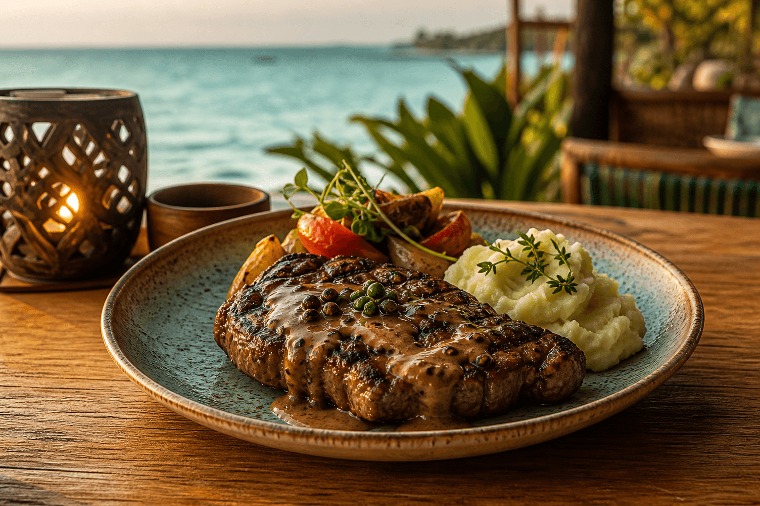 Flame-grilled ribeye at Faulty's